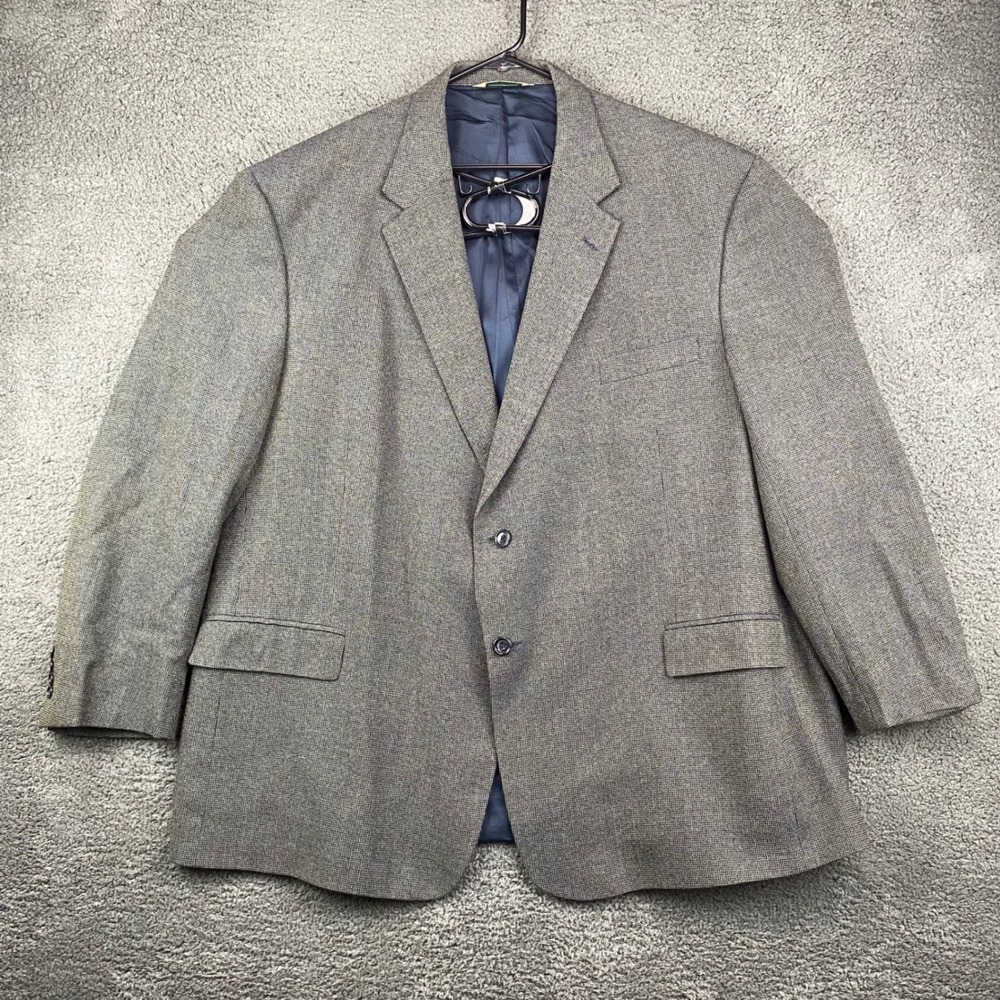 Turnbury For Stroops Wool Blazer Mens 52R Gray Herringbone The Big Tall‎ Place